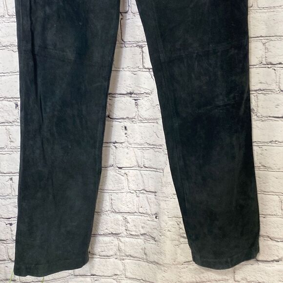 Brandon Thomas Suede Leather Straight Leg Lined Pants Black Size 6‎ - Picture 4 of 12